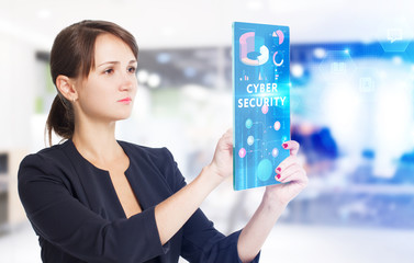 Business, Technology, Internet and network concept. Young businessman working on a virtual screen...