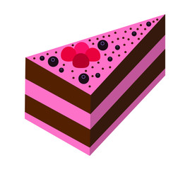 Cheesecake piece. Colorful sweet cakes slice isolated on white background. Vector illustration