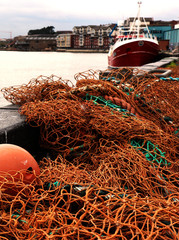 fishing nets in the harbor