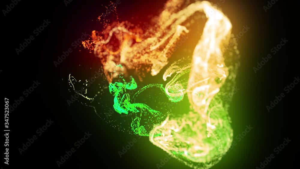 Poster glow ink change color. injection of fluorescent amazing ink in water on black background in 4k. 3d r