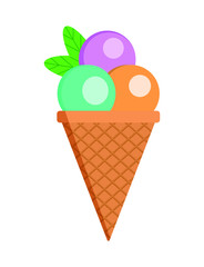 Ice cream on white background. Vector illustration.