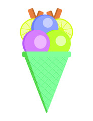 Ice cream on white background. Vector illustration.