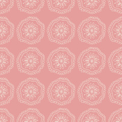 Neutral colors folk floral seamless pattern. Hand drawing vector illustration. Boho flowers and leaves doodles.