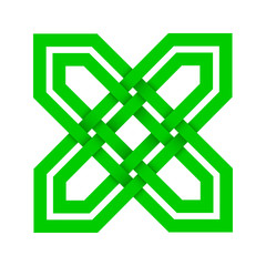 Fototapeta premium Irish celtic shamrock knot in circle. Symbol of Ireland. Traditional medieval frame pattern illustration. Scandinavian or Celtic ornament. Isolated vector pictogram. Simple vector illustration.