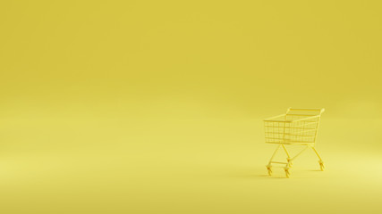 Shopping cart in yellow background