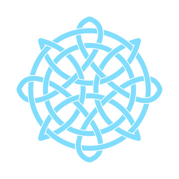 Irish celtic shamrock knot in circle. Symbol of Ireland. Traditional medieval frame pattern illustration. Scandinavian or Celtic ornament. Isolated vector pictogram. Simple vector illustration.