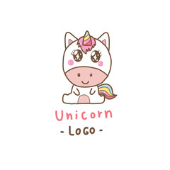 Obraz na płótnie Canvas cute unicorn logo hand draw for kids store