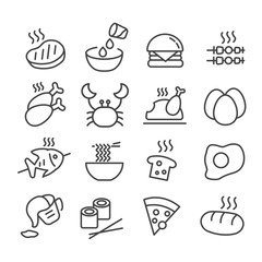 Set of food or cooking icon isolated. Modern outline style on white background