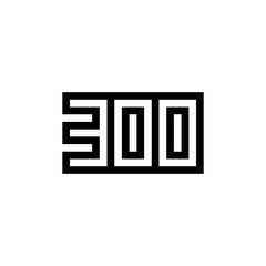 Number 300 icon design with black and white background