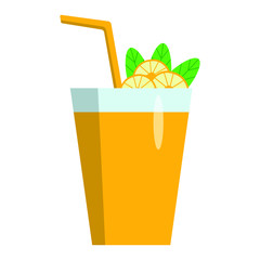 Orange juice and orange slices isolated on white background. Vector illustration.
