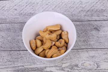 Cashew nuts heap in the bowl