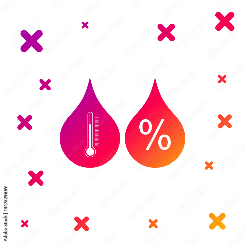 Poster color humidity icon isolated on white background. weather and meteorology, thermometer symbol. gradi