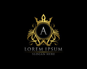 Premium Royal King A Letter Crest Gold Logo template