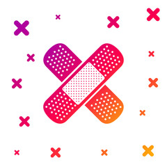 Color Set Bandage plaster icon isolated on white background. Medical plaster, adhesive bandage, flexible fabric bandage. Gradient random dynamic shapes. Vector Illustration