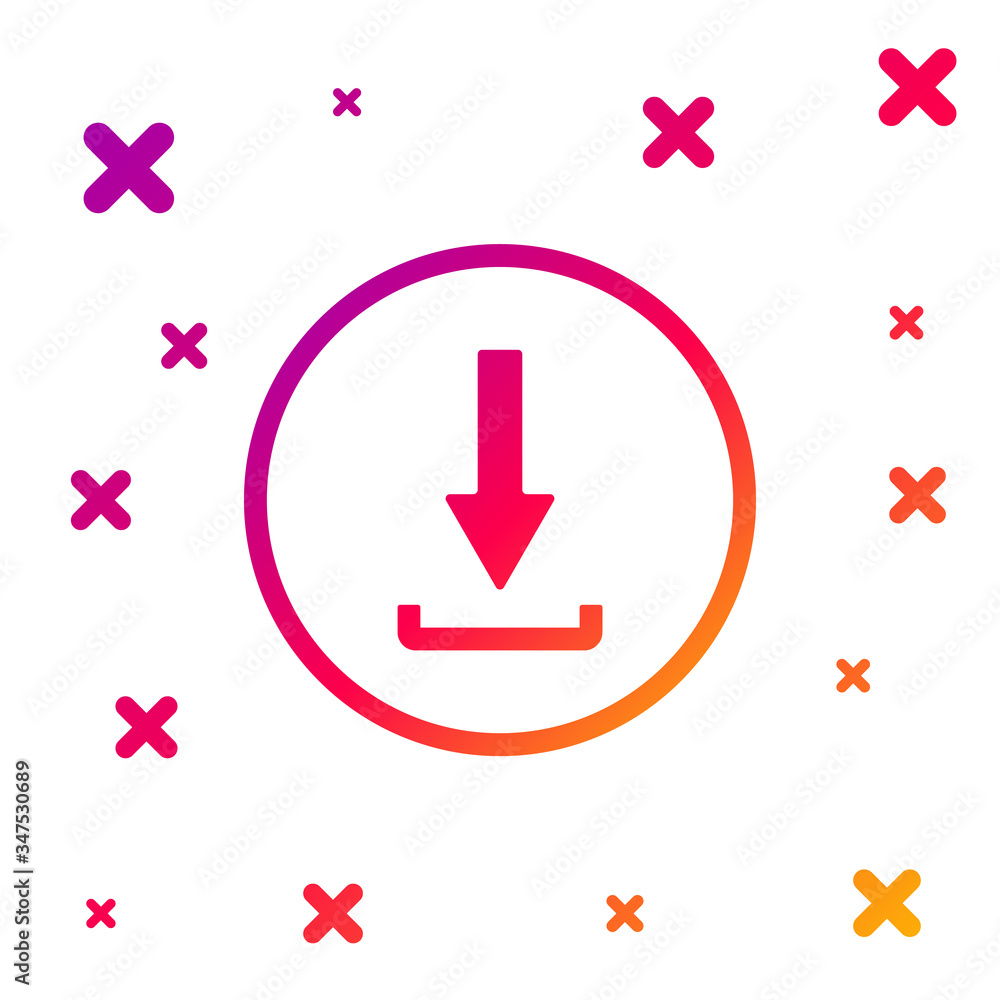 Poster color download icon isolated on white background. upload button. load symbol. arrow point to down. g
