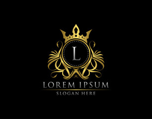 Premium Royal King L Letter Crest Gold Logo template