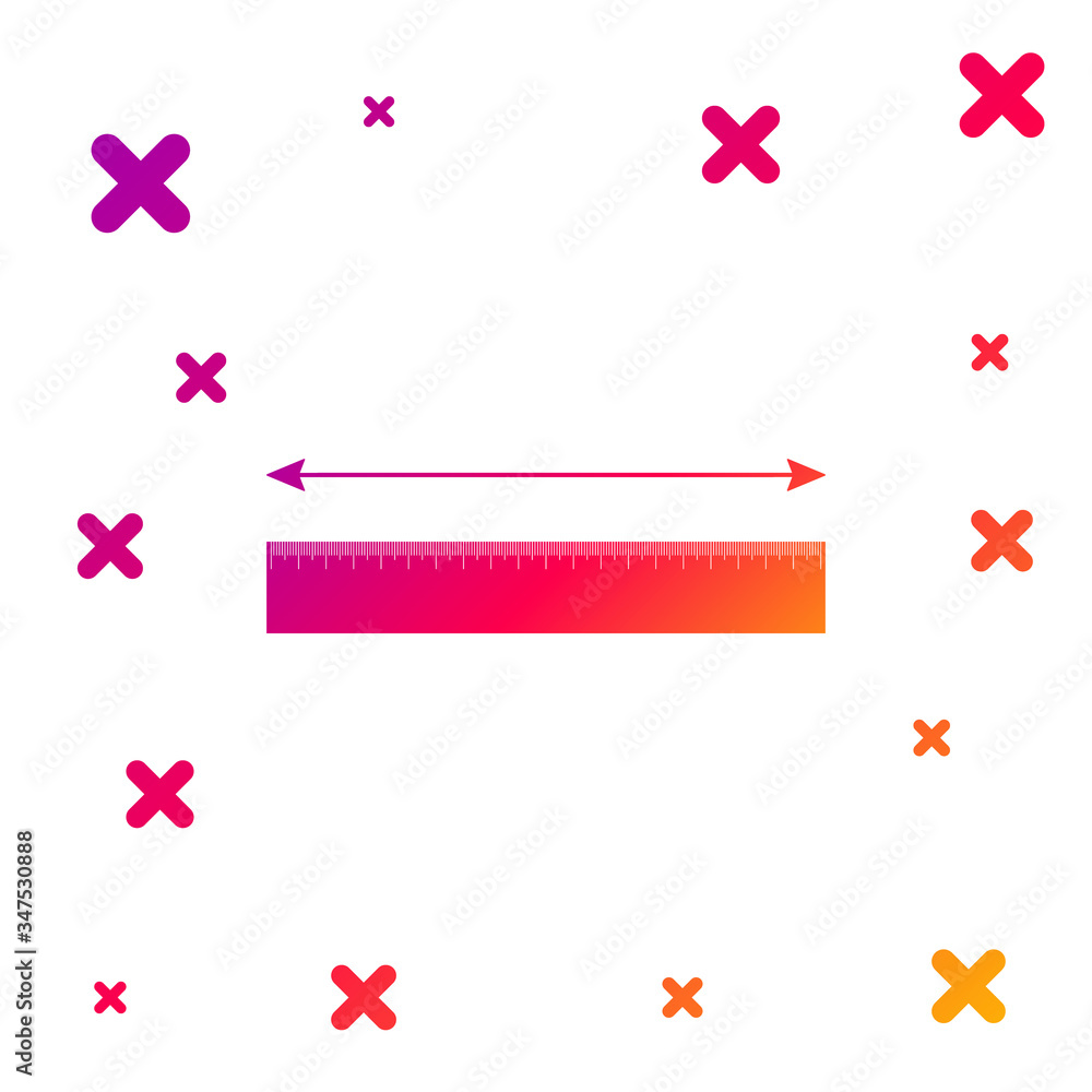 Poster color the measuring height and length icon isolated on white background. ruler, straightedge, scale 