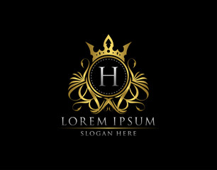 Premium Royal King H Letter Crest Gold Logo template