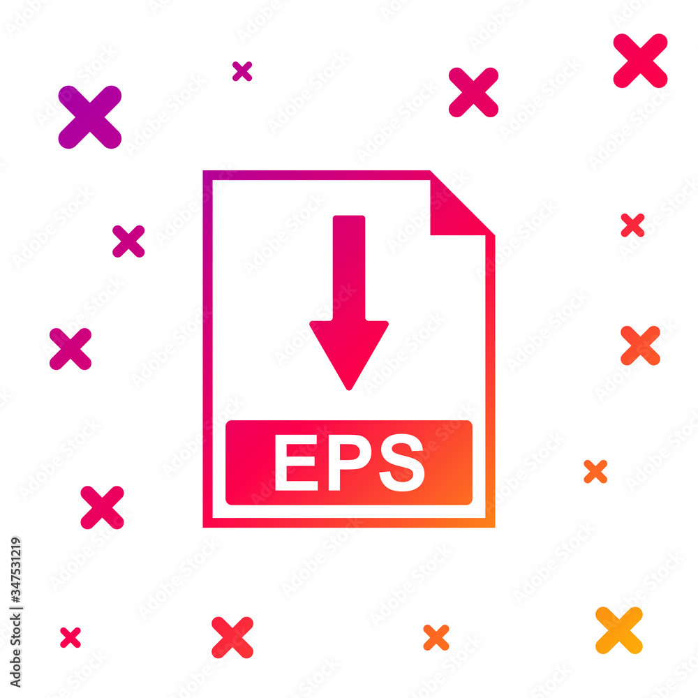 Poster color eps file document icon. download eps button icon isolated on white background. gradient random