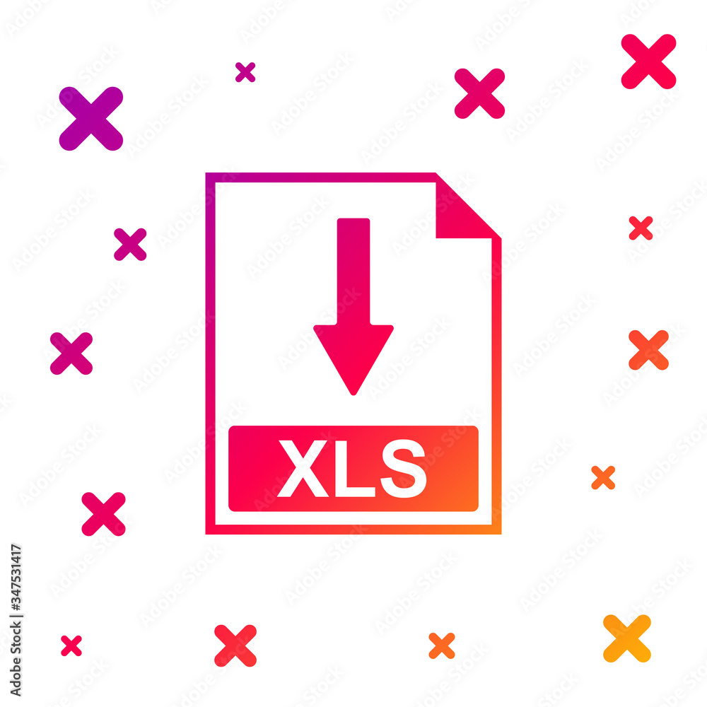 Poster color xls file document icon. download xls button icon isolated on white background. gradient random