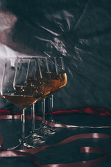 glass of wine on the table