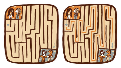 from women to men maze, easy funny labyrinth, cartoon, comic