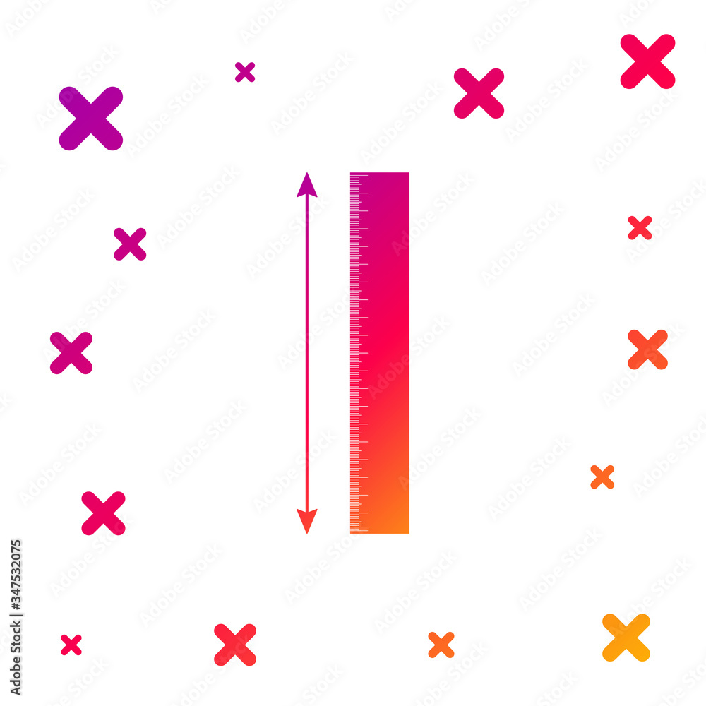 Poster color the measuring height and length icon isolated on white background. ruler, straightedge, scale 