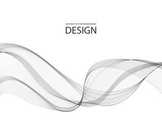 Fototapeta premium Vector abstract background, grey transparent wave stream