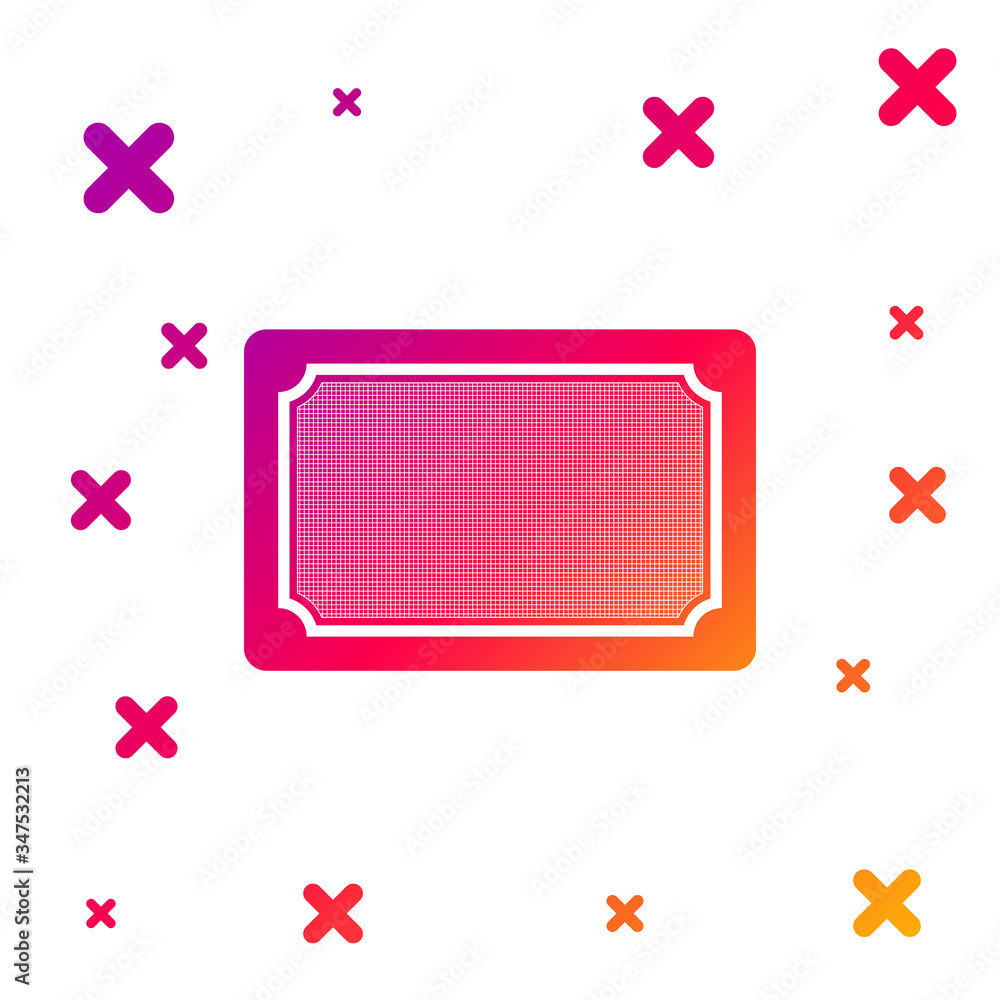 Poster color doormat icon isolated on white background. welcome mat sign. gradient random dynamic shapes. v
