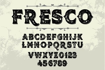 font alphabet, classic lettering, retro typeface white style background