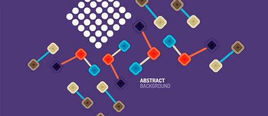 Abstract square dot connections, flat style multicolored geometric background for Wallpaper, Banner, Background, Card, Book Illustration, landing page or poster design