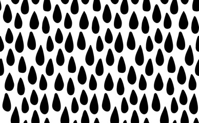 Black drops pattern, seamless texture with hand drawn spots and drops. Monochrome vector background with doodles for wrapping paper, scrapbooking pages and fabric prints.