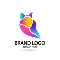 Creative fox Animal Modern Simple Gradient Design Concept logo set. Vector Illustration