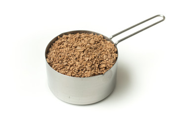 Raw Soya Mince. Textured Soy. Meat Substitute in a cup