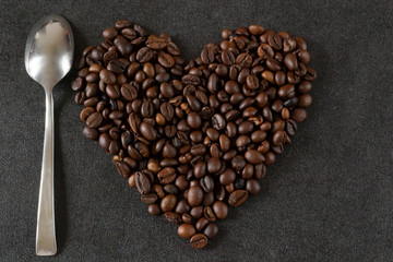 heart shaped coffee beans