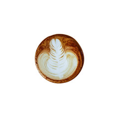 Top view of hot coffee latte foam