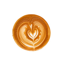 Top view of hot coffee latte foam