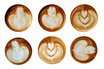 Top view of hot coffee latte foam