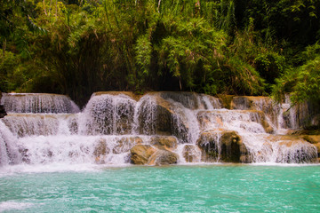 Fototapeta na wymiar waterfall in luang prabang, laos