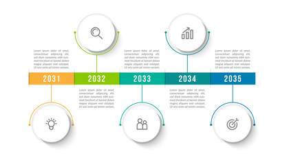 Minimal infographic template design with numbers 5 options or steps.