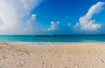 Caribbean seascape and white sand beach