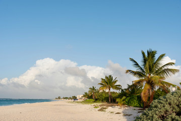 Caribbean seascape and white sand beach