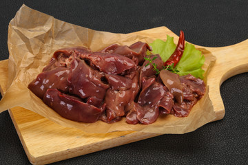 Raw chicken liver ready for cooking