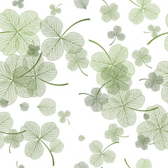 Seamless pattern with green clover leaves. Vector, EPS 10.