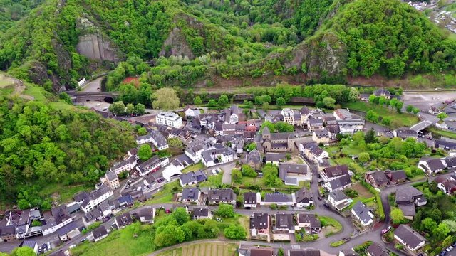 Aerial view of Altenahr and Castle Are Landscape Germany