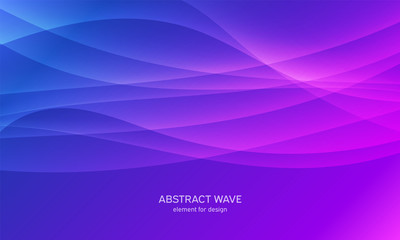 Abstract wave element for design. Digital frequency track equalizer. Stylized line art background. Colorful shiny wave with lines created using blend tool.Curved wavy line, smooth stripe Vector Purple