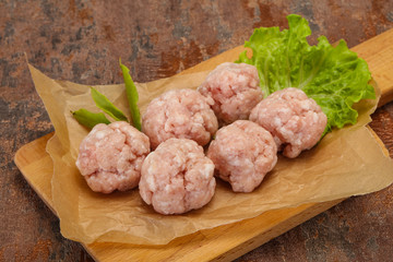Homemade raw pork minced meatball for cooking