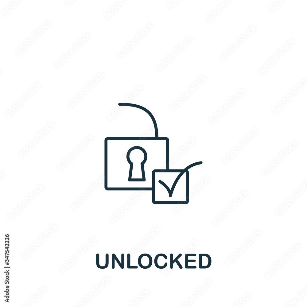 Poster unlocked icon from security collection. simple line element unlocked symbol for templates, web desig
