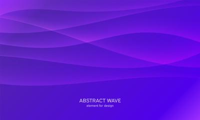 Abstract wave element for design. Digital frequency track equalizer. Stylized line art background. Colorful shiny wave with lines created using blend tool.Curved wavy line, smooth stripe Vector Purple