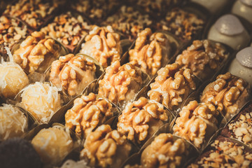 nuts chocolate sweeties on a wedding table